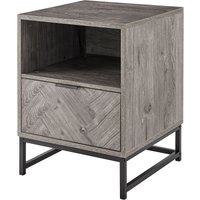 LIVIVO Grey Side Table with Drawer & Shelf in Light Grey