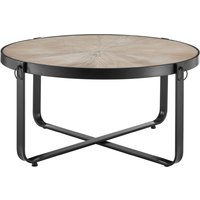 LIVIVO Kori Manchurian Ash Coffee Table with Industrial Metal Frame in Light Oak