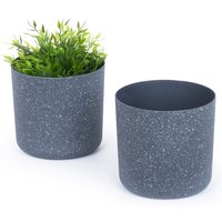 LIVIVO Indoor Plant Pots - Set of 2, 18cm in Black