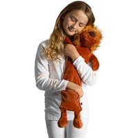 LIVIVO Large Hot Water Bottle 2L Lion - Animal Style Microfiber Cover in Brown