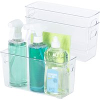LIVIVO Set of 3 Clear Plastic Storage Tubs - (26.5x9.7x13.5 cm) | Size: 26.5x9.7x13.5 cm