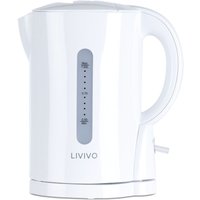 LIVIVO 1L Travel Kettle White Compact Electric Kettle Cordless 4 Cup 1000W with Auto Shut Off-Boil Dry Protection