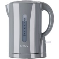 LIVIVO 1L Travel Kettle White Compact Electric Kettle Cordless 4 Cup 1000W with Auto Shut Off-Boil Dry Protection in Grey