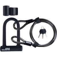 Hillington Bike U Lock with Cable Heavy Duty 16mm Bicycle Lock Anti Theft Security for Bikes Scooters in Black