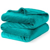 LIVIVO Ultra Soft Flannel Fleece Throw Blanket in Baby Blue | Size: 220 cm x 240 cm