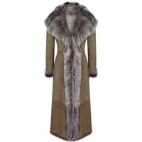 Full Length Hood Suede Toscana Sheepskin Trench Coat