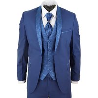 4 Piece Wedding Suit Groom Cravat 36R