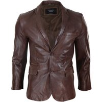 Slim Fit Classic Leather 2 Button Jacket
