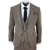 3 Piece Herringbone Suit 281 Light 46R