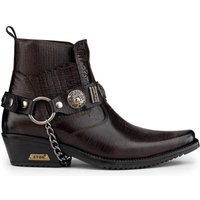 Real Leather Cowboy Ankle Boots Chain