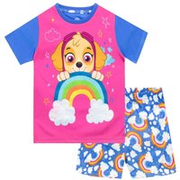 Paw Patrol Girl's Skye Glitter Rainbow Pyjamas in Blue | Size: 6-7 Years