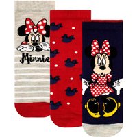 Disney Women's Minnie Mouse Socks 3 Pack in Red | Size: 3-5