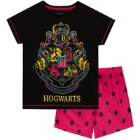 Harry Potter Girl's Hogwarts Short Pyjamas in Black | Size: 8-9 Years