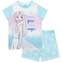 Disney Girl's Frozen Elsa Short Pyjamas in Blue | Size: 6-7 Years