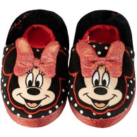 Disney Girl's Glitter Bow Minnie Mouse Slippers in Red | Size: Infant 8