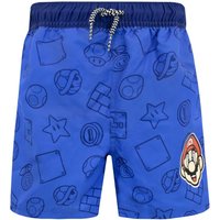 Super Mario Bros Boy's Swim Shorts in Blue | Size: 3-4 Years