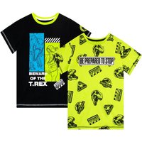Jurassic World Boy's Dinosaur T-Shirt 2 Pack in Green | Size: 10-11 Years