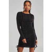 Pink Vanilla Women's Glitter Long Sleeve Ruched Dress | Size: 8