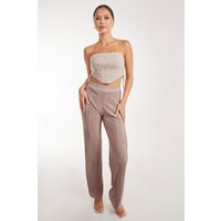 Plisse Flared Trousers Brown