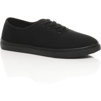 AJVANI Men's Flat Heel Lace Up Canvas Pumps Jersey Plimsolls in Black | Size: 7