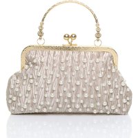 Ruched Pearl Beads Evening Clutch Bag