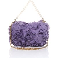 AJVANI Women's Flower Rose Ruffle Wedding Evening Clutch Bag in Lilac