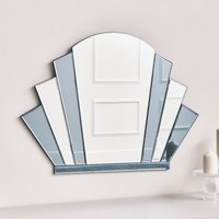 Melody Maison Grey Glass Art Deco Arch Fan Wall Mirror 80cm X 60cm in Light Grey | Size: 80 cm X 60 cm