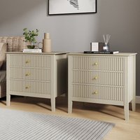Melody Maison Pair Of Large 3 Drawer Bedside Tables - Hales Taupe Range in Beige