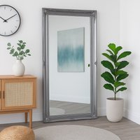 Melody Maison Large Ornate Silver Wall / Floor / Leaner Mirror 158cm X 78cm in Metallic Silver | Size: 158 cm X 78 cm