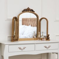 Melody Maison Gold Ornate Arched Triple Dressing Table Mirror 80cm X 56cm | Size: 80 cm X 56 cm