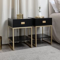 Melody Maison Pair Of One Drawer Bedside Tables - Elle Black Range