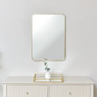 Melody Maison Gold Curved Framed Wall Mirror 70cm X 50cm in Metallic Gold | Size: 70 cm X 50 cm