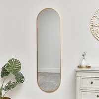 Melody Maison Warm Gold Oval Framed Wall Mirror 140cm X 40cm in Metallic Gold | Size: 140 cm X 40 cm