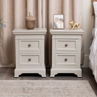 Melody Maison Pair Of Taupe-Grey Two Drawer Bedside Tables - Daventry Taupe-Grey Range in Taupe