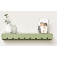 Melody Maison Large Green Scalloped Wall Storage Shelf - 61cm