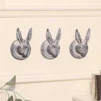 Melody Maison Set Of 3 Grey Hare Head Coat Hooks