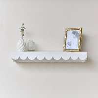 Melody Maison Large White Scalloped Wall Storage Shelf - 61cm