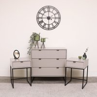 Melody Maison 3 Drawer Chest Of Drawers & Pair Of Bedside Tables - Hesley Taupe Stone Range