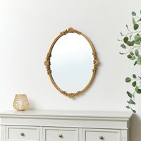 Melody Maison Oval Gold Ornate Wall Mirror 70cm X 56cm | Size: 70 cm X 56 cm