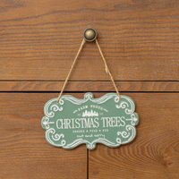 Melody Maison Green & White Christmas Trees Hanging Sign - 18cm X 10.5cm in Blue | Size: 18 cm X 10.5 cm