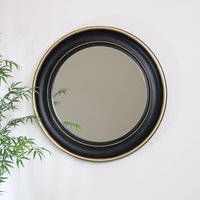 Melody Maison Round Black & Gold Wall Mirror 90cm X 90cm | Size: 90 cm X 90 cm