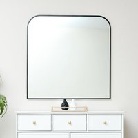Melody Maison Large Black Curved Square Arched Overmantle Mirror 100cm X 100cm in Jet Black | Size: 100 cm X 100 cm