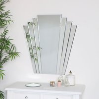 Melody Maison Large Art Deco Fan Frameless Wall Mirror in Clear