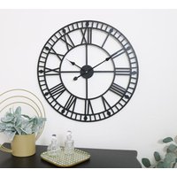 Melody Maison Black Metal Skeleton Clock 60cm X 60cm | Size: 60 cm X 60 cm