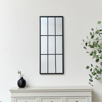 Melody Maison Large Matt Black Window Wall Mirror 94cm X 38cm | Size: 94 cm X 38 cm
