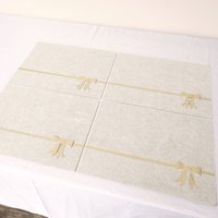 Melody Maison Set Of 4 Beige Rectangular Felt Placemat With Champagne Gold Bow