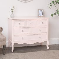 Melody Maison Large Pink 6 Drawer Chest Of Drawers - Sophia Pink Range in Pale Pink