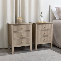 Melody Maison Pair Of 3 Drawer Bedside Tables - Hales Tan Range in Beige