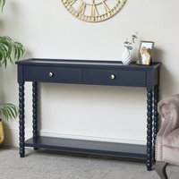 Melody Maison Navy Blue Bobble 2 Drawer Console Table 110cm X 78cm in Dark Blue | Size: 110 cm X 78 cm