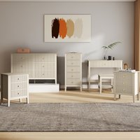 Melody Maison 6 Drawer Chest Of Drawers, Tall 5 Drawer Bedside Table, Pair Of 3 Drawer Bedside Tables & Dressing Table Set - Hales Taupe Range